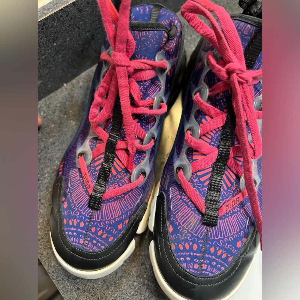 Dior D-Connect Sneakers, Fireworks print (deep blue and pink)